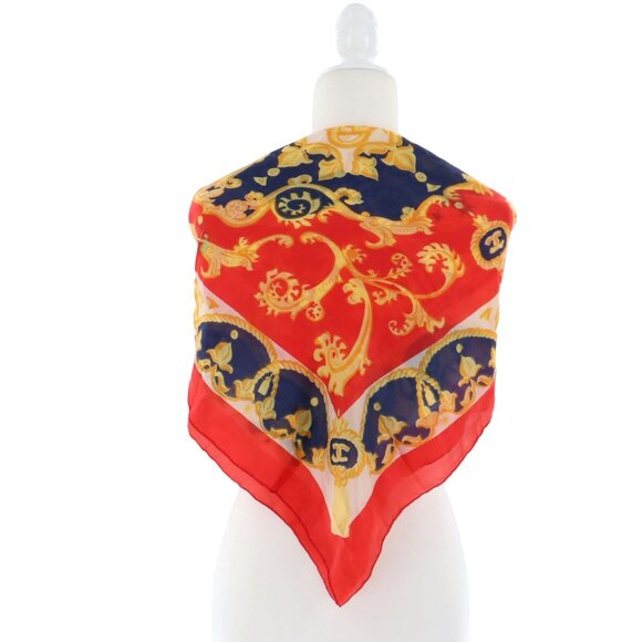 Laurie Samson Silk Scarf Red Preppy Classic Luxury Elegant‎ Retro Boho Vintage - Picture 1 of 8